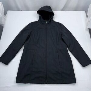 LL Bean Fleece Lined Parka Jacket Womens XL Winter Coat Hooded Full Zip Black